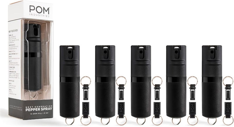 POM Premium Pepper Spray Keychain, Quick Release Access Flip Top Safety, Police Grade OC Formula with UV Marking Dye, 25 Precision Bursts, 10 Foot Effective Range, Made in USA - Image 1